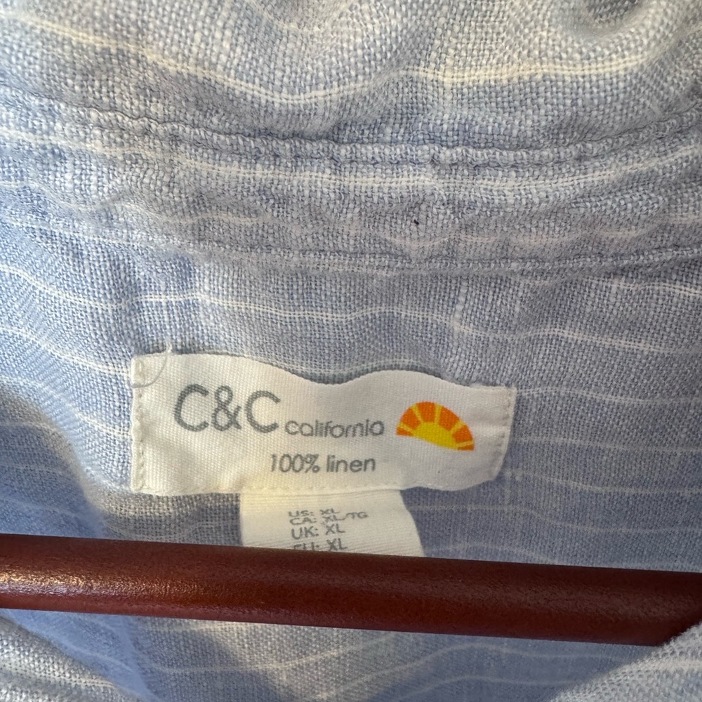 C&C California Light Blue Linen Shirt - Picture 2 of 3